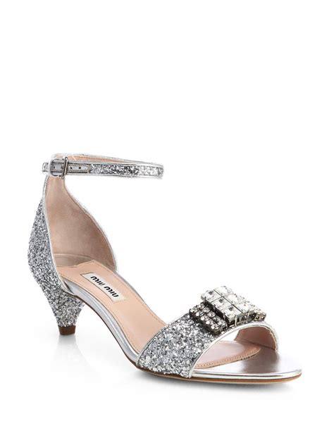 miu miu silver|Silver Glitter Sandals .